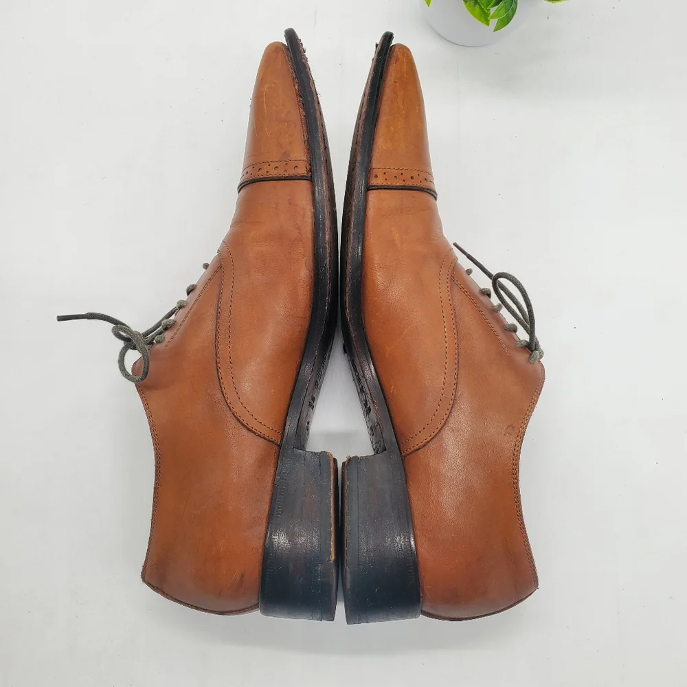 ◇◇ Saks Fifth Avenue Mens Leather Oxford Cap Toe Shoes Size 10.5
